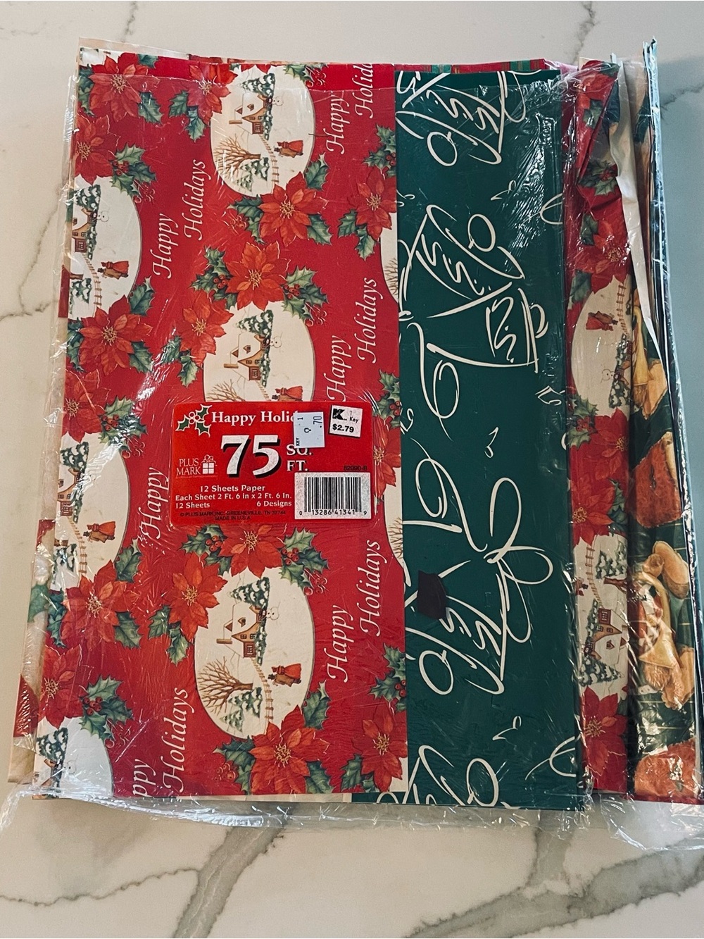 Holiday Gift Wrap Bundle in Red & Green 10 sheets 2.6 x 2.6